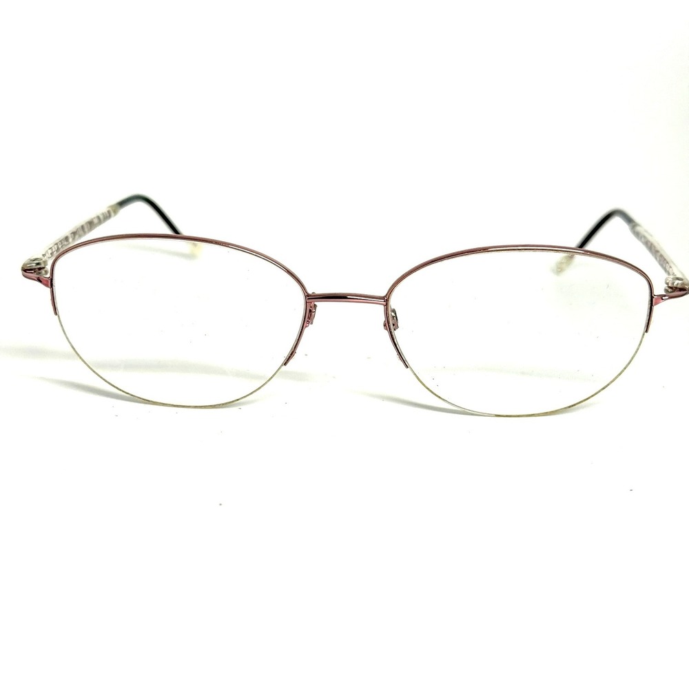 Rose Gold Semi Rimless‎ Oval Eyeglass Frames Burgundy Filigree Temples 0619